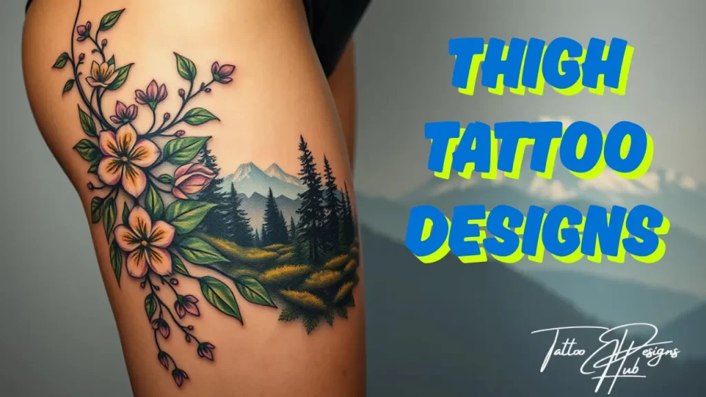 Captivating Thigh Tattoo Designs for Nature Enthusiasts