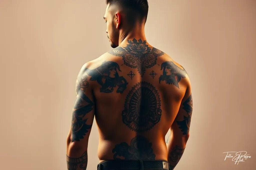 Realistic clock and gears tattoo representing time and destiny